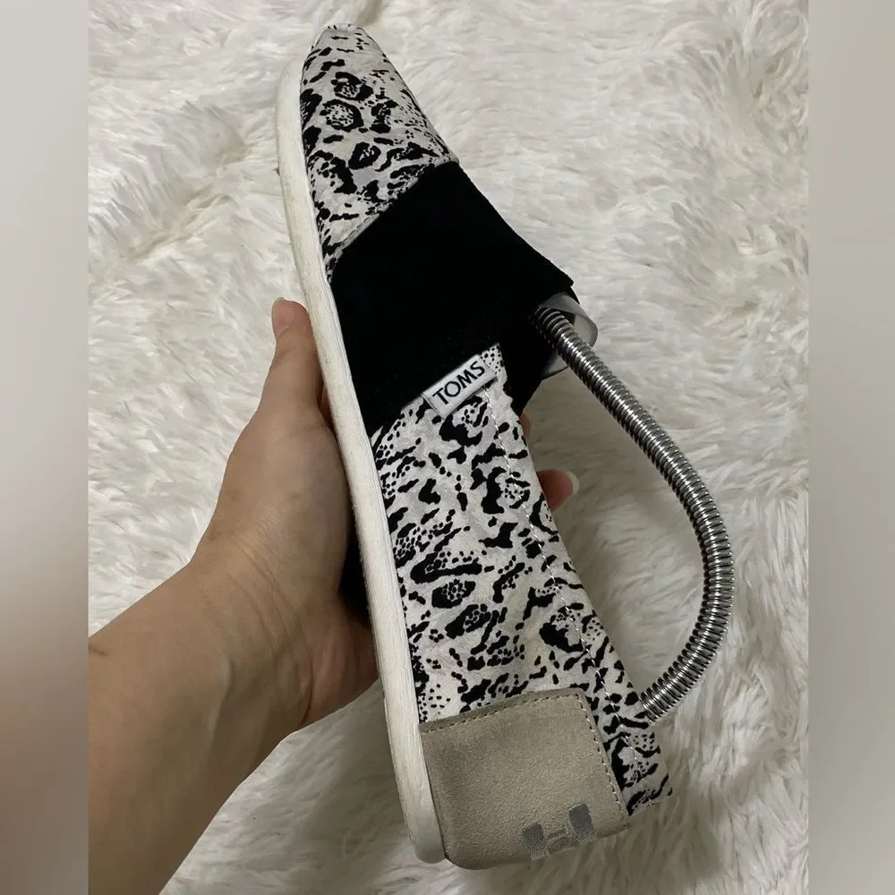 TOMS x Prabal Gurung Collab Shoes Canvas Suede Snow Leopard Slip-On Size 9.5